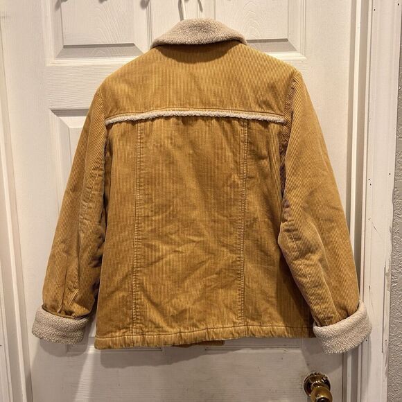 Vintage IZ Sport Tan Corduroy Button Front Sherpa Lined Jacket Women’s Medium - Picture 6 of 8